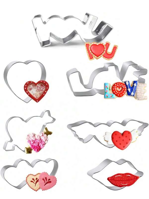 1 Piece Of Stainless Steel Biscuit Mold - Heart-Shaped, Lip Shaped, LOVE, I LOVE YOU Shaped - Baking Mold Suitable For Holiday Baking, Perfect For Occasions Such As Christmas, New Year, Valentine's Day, Etc. - Ideal Choice For Creating Holiday Desserts And Celebrations