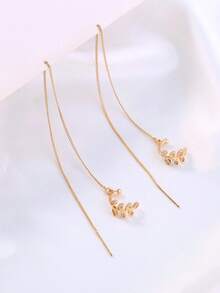 Nooxian 1 Đôi bông tai xỏ lỗ tua rua hình lá - vàng vàng - Xem 8