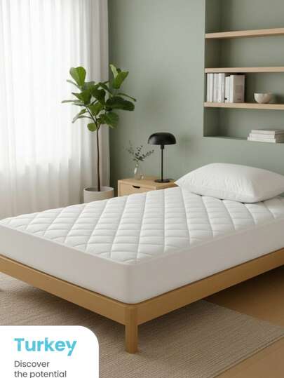 Colchón acolchado con cubierta ajustada con bolsillo profundo, ultra suave y cómodo, transpirable (Blanco) Todos los tamaños