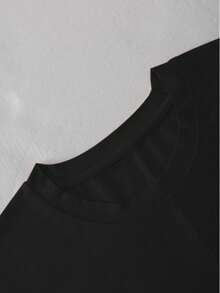 Camiseta de hombre de cuello redondo con estilo callejero retro, con estampado del texto "Slade", adecuada para looks de oficina diarios. - Negro - Ver 3