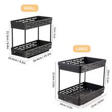 1pc/2pcs 2 Tier Multifunctional Plastic Storage Rack, Large Capacity Double Layer Cabinet Storage Organizer, Drawer Type Storage Shelves For Seasoning Bottle & Spice Jar, Pull Out Under Sink Organizer, Suitable For Cabinet, Kitchen, Restaurant And Bathroom, Space-Saving Storage Holder
