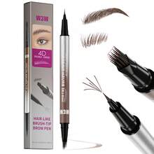 W3W 2-In-1 Eyebrow Pencil & Eyeliner, Natural Waterproof Sweat-Resistant Long-Lasting Buildable Eyebrow Pencil, Women Dual-Ended Micro-Sculpting Eyebrow Pencil, Waterproof, Creates Defined Natural Brows, With Built-In Eyebrow Brush