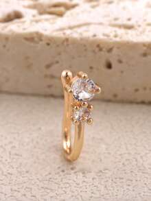 1 件个性化简约 U 型鼻夹，闪亮 CZ 水滴设计，立方氧化锆鼻环，女士无孔鼻夹饰品，金色 - 金黃色 - 查看 3