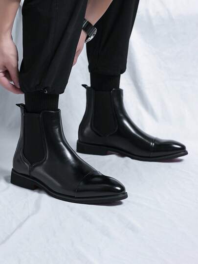Men's Chelsea Boots Slip-On Red Sole Work Shoes PU Pointed Toe Dress Boots Ankle Boots Synthetic Leather Shaft Work Boots European And American Style Business Casual Ankle Boots Formal Leather Boots High-Top Men's Loafers Red High-Top Boots Black Brown Vintage Motorcycle Boots Men's Simple Fashion Brand Shoes High-Top Casual Shoes Suitable For Hiking And Driving Vintage Cowboy Boots Suede Office Daily Footwear Breathable Lightweight Durable All-Season Plus Size Men's Shoes 38-47 Motorcycle Boots Dress Office Ankle Boots