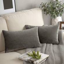 1pc/2pcs Velvet Solid Color Decorative Throw Pillow Cover (Pillow Insert Not Included), Square Cushion Cover, Holiday Home Pillow Decor, Soft Comfortable Fabric, Modern Decor For Sofa, Home Bedroom, Dorm - Dark Grey - View 17