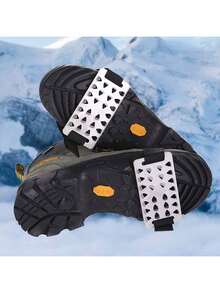 1 par de crampones para hielo de 26 dientes fáciles de usar para exteriores, cubiertas antideslizantes para zapatos para nieve con picos de acero inoxidable para superficies heladas - Negro - Ver 6
