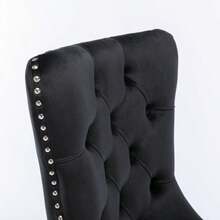 Nikki Collection Modern, High-End Tufted Solid Wood Contemporary Velvet Upholstered Dining Chair With Wood Legs Nailhead Trim 2-Pcs Set, Black, DE2001BK - Black - View 9
