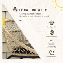 Outsunny 3 Piece Rattan Garden Furniture Set, Balcony Furniture Set With Coffee Table And 2 Chairs, Seating Set With Cushions, Weather Resistant, Polyester, Yellow - 1 - View 2