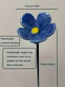 1/4支手工捏制陶瓷勿忘我花，手工陶瓷花，“蓝色之爱”匠心打造，不易褪色，永不凋谢，适合情人节和婚礼场地室内外装饰——情人节完美礼物之选，室内装饰，艺术家居装饰，可爱人造花 - 彩色 - 查看 4