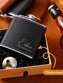 Spersonalizowana skórzana piersiówka, prezent dla drużby, najlepszy prezent dla mężczyzny, skórzana piersiówka, spersonalizowana grawerowana piersiówka dla drużby, piersiówka ślubna, grawerowany prezent dla taty, prezent dla pana młodego, prezent dla chłopaka, prezent dla męża, wyjątkowy prezent na zaręczyny dla drużby na ślub i wieczór kawalerski, prezent na Dzień Ojca, wielofunkcyjny, dekoracyjny, wielokrotnego użytku, elegancki, modny, wysokiej jakości, kolorowy, nowoczesny, spersonalizowany, niepowtarzalny, spersonalizowana piersiówka, ciepła atmosfera - Wielokolorowe - Zobacz 2