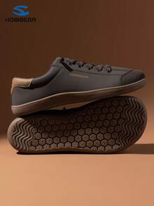 HOBIBEAR 宽鞋头赤足鞋，单镫设计，男女通用，简约透气，舒适越野跑鞋，PU皮革鞋面 - 深棕 - 查看 4