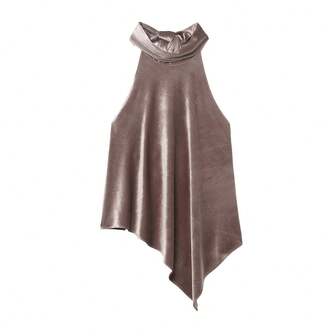 ZEVITY Top de tirantes finos asimétrico de unicolor para mujer, camiseta de tirantes finos de terciopelo sin espalda