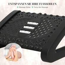 HOMCOM 6-Level Height Adjustable Desk Footrest With Massage Surface, Ergonomic Footrest For Home Office, Black