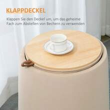 HOMCOM Round Ottoman With Storage In Beige Velvet Look, Removable Lid Ø44cm X 47.5cm As A Side Table - 1 - View 8