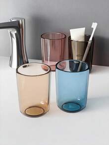 1pc Transparent Gargle Cup, Plastic Bathroom Cup, Reusable Drinking Glass, Elegant Transparent Gargle Cup, Luxury Couple Toothbrush Cup, Suitable For Home And Bathroom Use