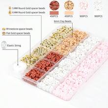 Beads Bracelets, Clay Beads Bracelat Making Kit Golden Beads Crafts Stocking Stuffers Decorations Charms Jewelry Making, Gifts Teen Age 6 - 12 - 黃金奶摩卡 - 查看 3