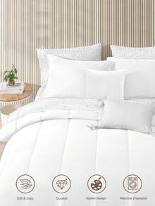 1pc Quilted Comforter, Cloud-Like Comfortable Down Alternative Comforter Suitable For All Sizes (Twin, Full, Queen, King), All Season, Machine Washable, Oeko-Tex Certified, White