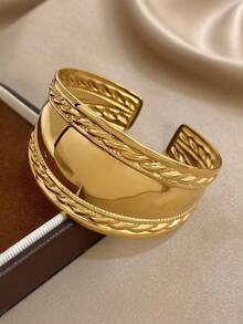 1 Pc Vintage Chunky Cuff Bracelets For Women Stylish Stainless Steel Bracelet Daily Party Jewelry Christmas Gifts - D997557B-001 - View 7