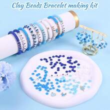 3522件套首饰制作套装，绿色粘土珠+黑色字母珠，S' Craft创意礼盒装，手链耳环DIY配件套装，四色组合 - 彩色 - 查看 8