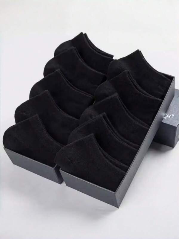 1 Pair Couple's Invisible Socks, Solid Color, Breathable Thin Polyester 95% Elastic 5% Stitched Fabric, Hand Washable, 200g/Sqm - Black, White, Grey