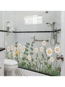 BRUP 1 张可爱雏菊墙贴，白色花瓣，向日葵，绿叶和花卉图案，可移除，即撕即贴，适用于儿童房和婴儿房装饰，充满奇思妙想的春季主题艺术 - 彩色 - 查看 8