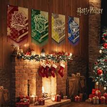 Harry Potter 1/4件复古霍格沃茨学院旗帜，格兰芬多、斯莱特林、赫奇帕奇、拉文克劳复古流苏设计，适用于宿舍、户外空间、派对和家居装饰，节日魔法装饰，粉丝理想礼物，仅包含旗帜（不含旗杆），生日装饰的完美之选[官方授权] - 彩色 - 查看 2