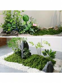 逼真的仿真苔藓，适用于DIY工艺品和家居装饰 - 栩栩如生的绿色植物草，非常适合微缩景观、婚礼装饰、圣诞节、新年道具装饰。 - 彩色 - 查看 11