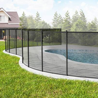 Pool Fence, 4 X 48 FT Pool Fences For Inground Pools, Removable Safety Pool Fencing, Easy DIY Installation Swimming Pool Fence, 340gms Teslin PVC Pool Fence Mesh Protects S And Pets