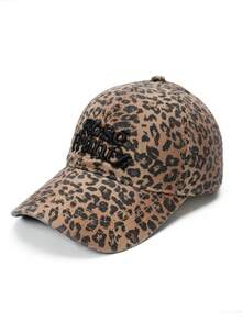 1pc New Embroidered Letter Patchwork Leopard Print Baseball Cap - Multicolor - View 12
