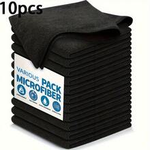 10pcs/Order Of Black Industrial Microfiber Cleaning Cloths - Super Soft, Quick-Drying, Absorbent, Shrink-Resistant - For All Surfaces - Suitable For Home & Office Cleaning - Great Gift For Housewarming & Cleaning Enthusiasts,Kitchen,Kitchen Essentials,Cleaning Cloth - màu đen - Xem 6