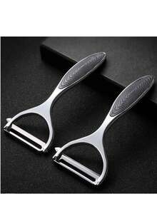 1 件装重型不锈钢蔬菜切碎削皮器 - 多功能工具，握感舒适，使用轻松，是准备水果/沙拉/薯片/香草的理想之选，小巧设计适合小型厨房、旅行包和露营装备，经久耐用且易于维护的厨房小工具