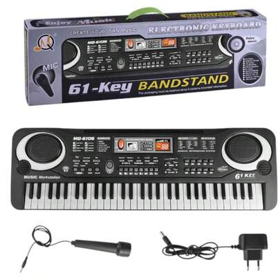 Teclado Elétrico Infantil De 61 Teclas Com Microfone E Fonte