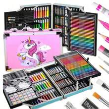 ART SET FOR PAINTING DRAWING PAINT FOR CHILDREN SUITCASE 145 Pcs. - Pink - View 1