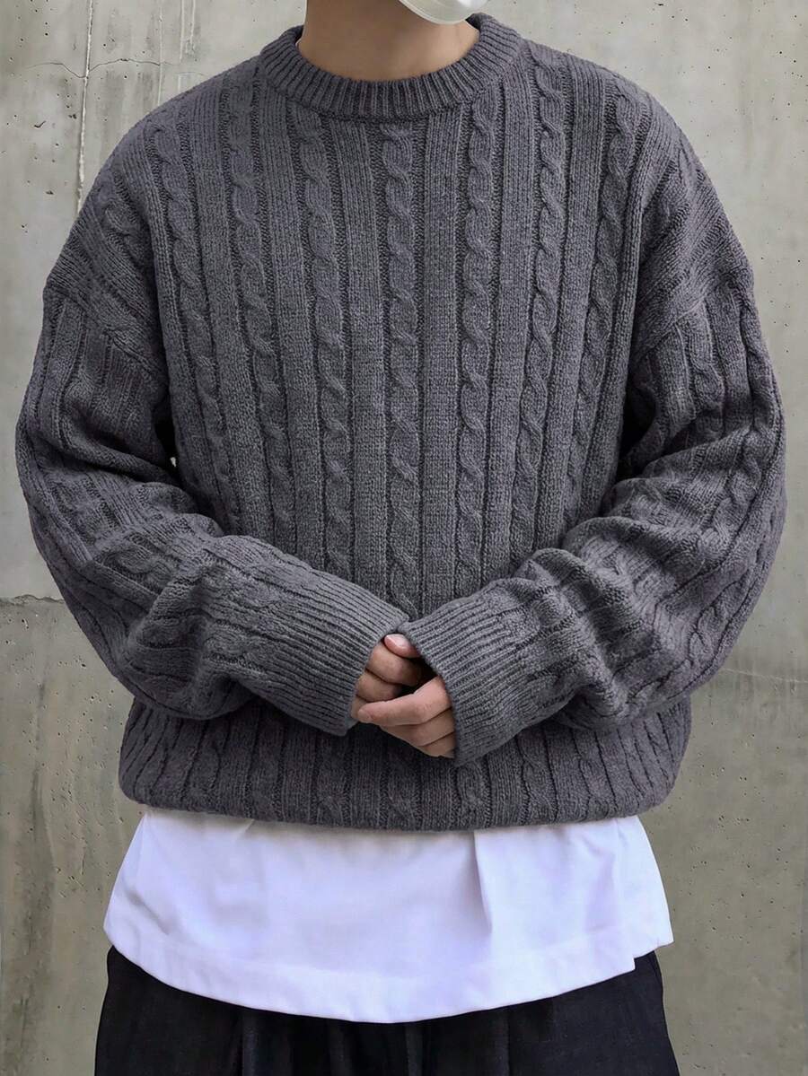 秋冬季保暖休闲男女通用宽松针织圆领轻薄套头毛衣