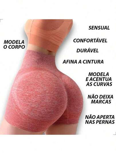 Short Levanta Bumbum Feminino Fitness Cintura Alta, Tecido Elástico Respirável Poliéstér – Ideal para Academia, Corrida, Yoga – Cores Aleatórias, Tamanho Único - Qiu Presentes