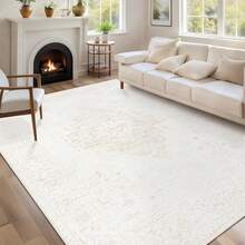 6x9 Washable Large Retro Soft Non-Slip Low Pile Area Rugs Living Room, Bedroom, Dining Room, Office (Beige, 6' X 9') - 灰褐色 - 查看 8