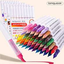 Languo 207色直涂式丙烯颜料马克笔套装，1.0mm软毛笔头，大容量防水速干不渗墨顺滑墨水，高遮盖力均匀覆盖，适用于多种表面，如石头、玻璃、陶瓷、金属、木材、画布等，优质艺术家绘画用品及返校必备品。 - 彩色 - 查看 4