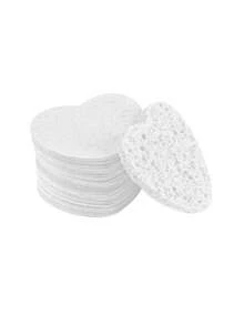 60pcs Compressed Face Sponge, Natural Exfoliator, Disposable Cleansing Pad, Soft Heart Pads With Storage Container, Travel Makeup Remover