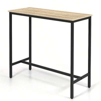 100cm Industrial-Grade Rectangular Steel Bar Counter Dining Table, Adjustable Lever & Footpads, Suitable For Breakfast, Kitchen, And Bar High-Table Dining Experience, Walnut Brown/Rustic Brown