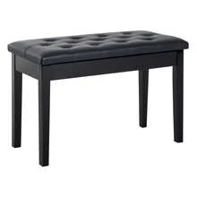 HOMCOM Piano Stool, Traditional Country Style Piano Bench With Storage, Rubberwood, Black Faux Leather, 76x36x50 - 1 - View 1