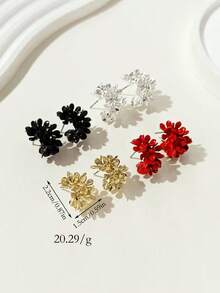 LADYCOCO 4 Pairs Fashionable Elegant Multilayer Floral Earrings Set For Women - Multicolor - View 2