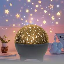 1pc Star & Moon LED Projector Light / Colorful Sky / Ceiling Projection Lamp || Atmosphere Decor Light || LED Desk Lamp | Night Light | Table Lamp | USB Powered Indoor Lighting, Suitable For Bedroom, Living Room Or Office Decor, Home Lighting Nightlight, Christmas, Modern Design, Touch Control, Dimmable, Holiday Decor - 彩色 - 查看 9