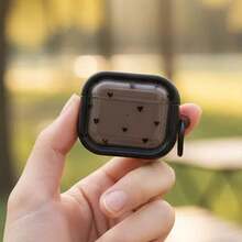 1pc Minimalist Black Heart Design [With Black Ring] Cute & Simple Creative Transparent Silicone Keychain/Holder For AirPods 1/2/3/4/Pro/Pro2/Pro3 - Multicolor - View 7