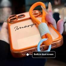 定制姓名首字母手机壳，经典配色可选，兼容 17/16/15/14/13/12 Pro Max 系列，全镜头保护，PC 材质，兼容 17 Pro Max，圣诞节、周年纪念日、生日的完美礼物，可爱手机壳 - 橘色 - 查看 4