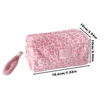INS Light Luxury Plush Leopard Print Pen Bag Portable Pencil Case Students Stationery Pouch Multi Functional Makeup Bag Cosmetic Bag,Back To School - Multicolor - View 6