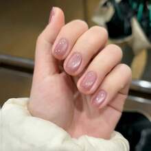 2026hot-Eye Press On Nails - Pink Magnetic Glitter Short Square False Nails, Sparkling Glam Manicure, Easy Apply Nails Women - JP4079 - Xem 2