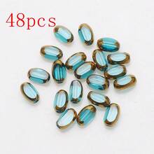 Approx. 48pcs 4*6mm Gold Edged Colorful Crystal Glass Beads, Middle Hole, DIY Crafts For Jewelry Making, Shoes, Accessories, Phone Chains, Necklaces, Bracelets, Eyeglasses Chains, Headpieces - Multicolor - View 30
