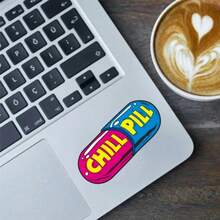 1PC 3 Inch Waterproof Outdoor PVC Removable Sticker Chill Pill Capsule Retro Pop Art 90s 2000s Y2K Aesthetic Colorful Cartoon Relax Good Vibes Only Anxiety Relief Decal For Laptop Fridge Skateboard Luggage Room Decor Party Favors Girl Style - Multicolor - View 7