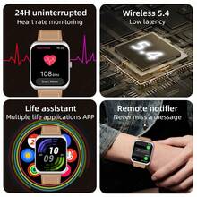 LIGE全新智能方形曲面屏手表，拥有100多种运动模式、多种自定义表盘、天气预报、来电显示、信息提醒、运动记录、生理期提醒、生活防水等功能，是一款时尚多功能女士运动智能手表。 - 黑色 - 查看 6