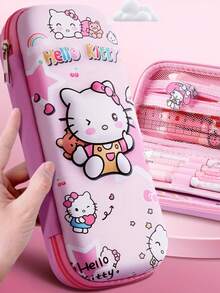 1pc 3D Pencil Case, Large Capacity Polyester Stationery Box, Printed With  And Cinnamon Roll Cartoon Patterns, Creative Cartoon Student Storage Box, Great Gift, Back To School Present